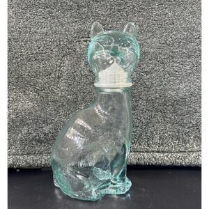 Italian Empoli Glass Bottle Cat c1970s Vetreria Etrusca Glassware MCM